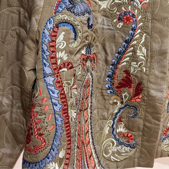 Soft Surroundings NWT D’oro Bolero Jacket in Olive Desert Beaded Embroidered, M - Picture 4 of 13